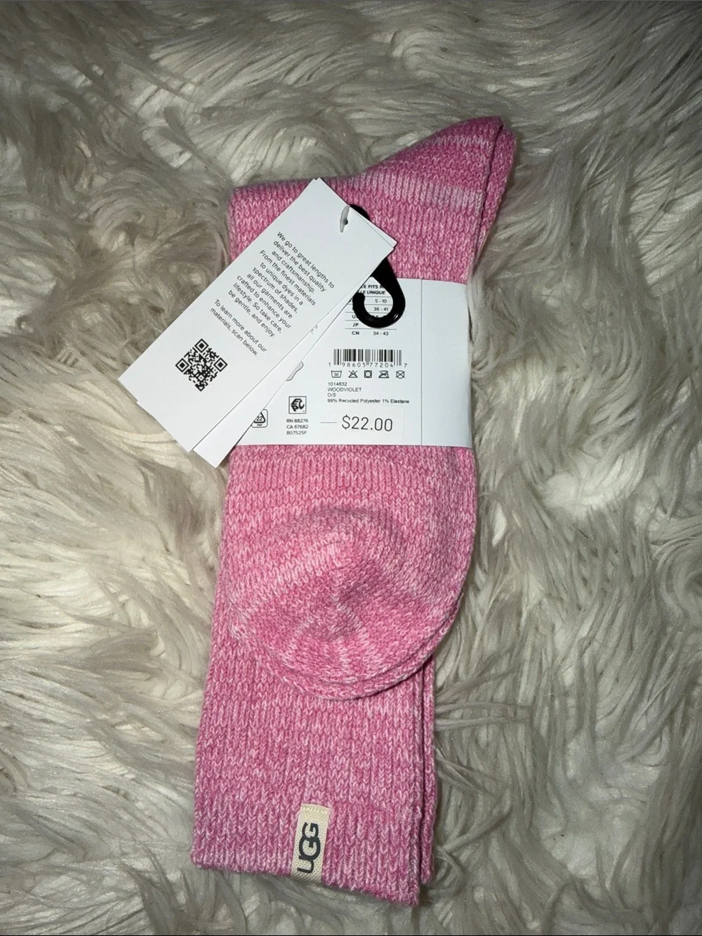 UGG Pink Marled Knit Crew Socks